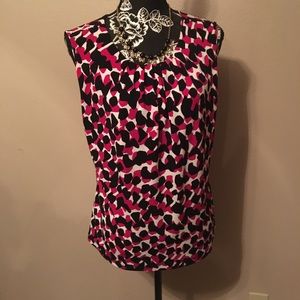 🎁2/$12 CALVIN KLEIN LIKE NEW LG PINKISH-RED, BLACK & WHITE SLEEVELESS TANK